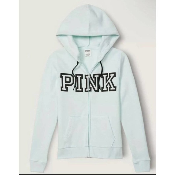 PINK Victoria's Secret Tops - PINK Victoria's Secret Mint Full Zip Hoodie New With Tags Size Medium